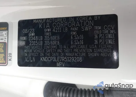 2024 Kia Niro Lx z USA, uszkodzony, nr VIN KNDCP3LE7R5129208